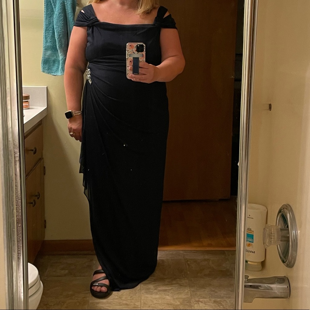 ALEX EVENINGS Beaded Embellishment Mesh Long Gown